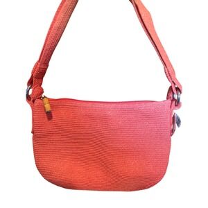 Talbots Hobo Bag Coral Woven Bamboo Accent Small Purse‎ NEW